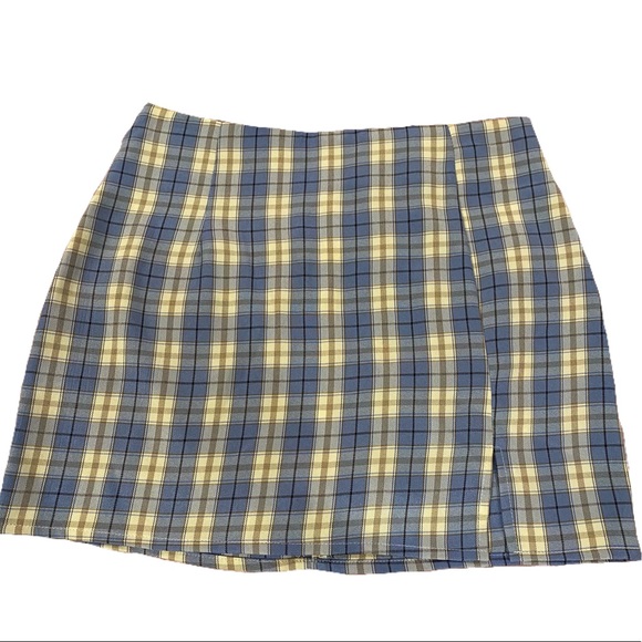 SHEIN Dresses & Skirts - Blue and Yellow Plaid Skirt with Slit